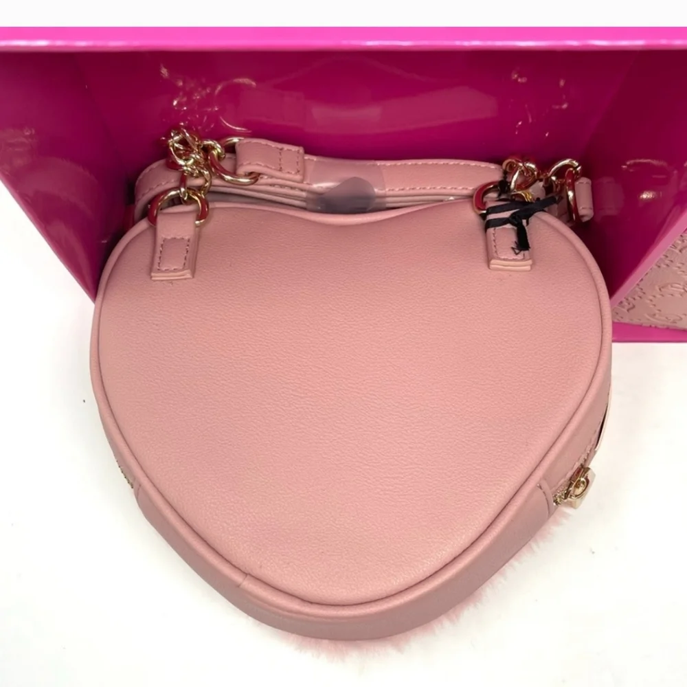 Juicy Couture "Taffy" Heart🩷 Faux Fur Crossbody Purse w/ Matching Card Case - Picture 8 of 11